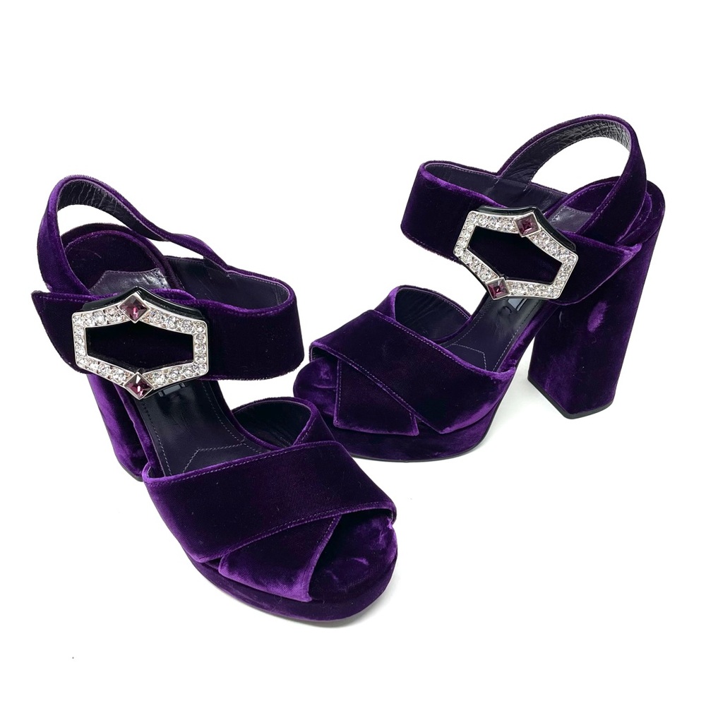 PRADA purple velvet platform sandals, made in Italy, size 37.5 - Picture 4 of 16